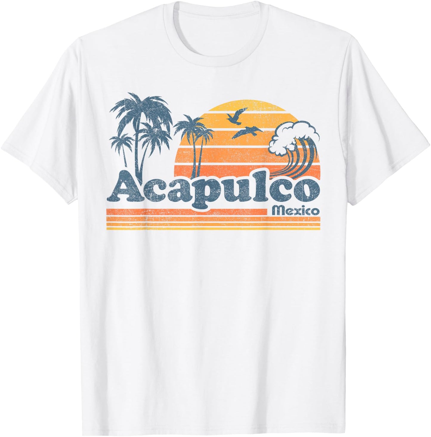 Acapulco Mexico Beach Summer Vacation Sun Vintage 70's Retro T-Shirt - T-Shirt | White