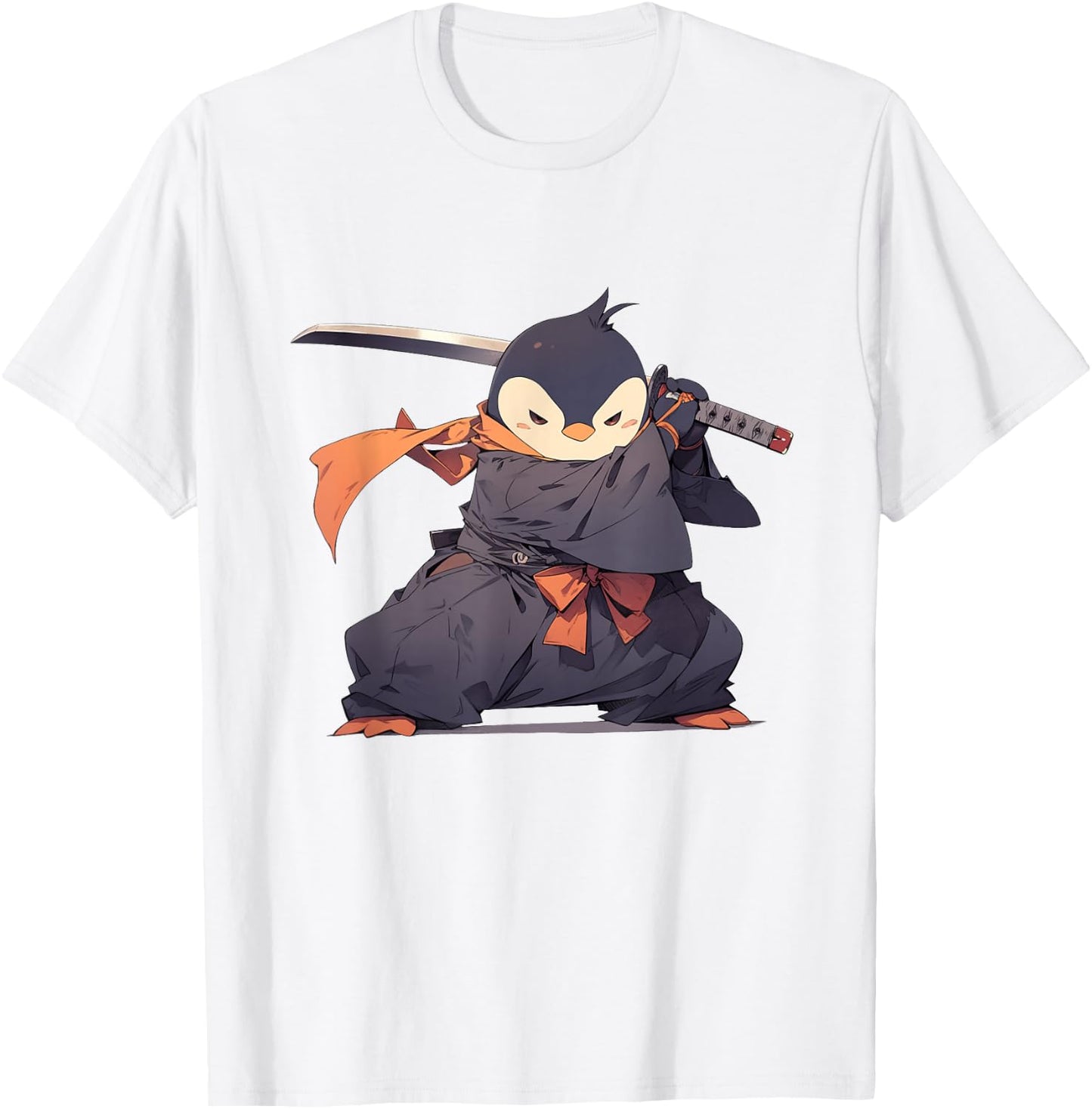 Penguin Ninja - Penguin Japanese T-Shirt - T-Shirt | White