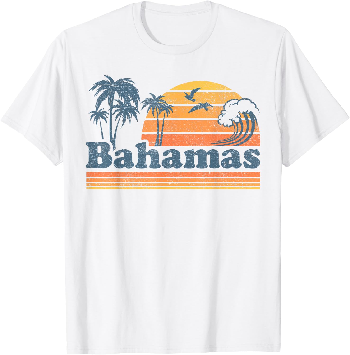 Bahamas Beach Summer Vacation Sunset Vintage 70's Retro T-Shirt - T-Shirt | White