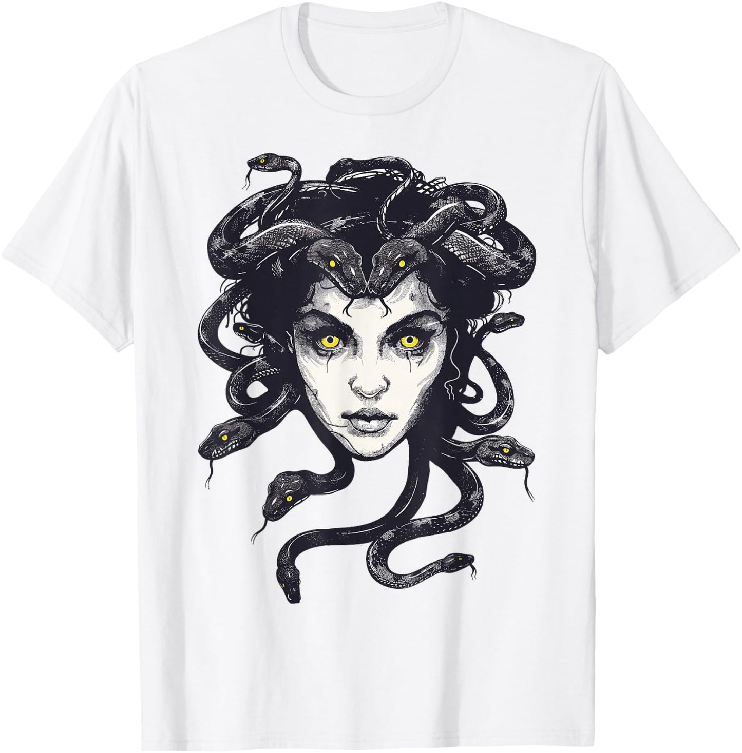 Medusa Greek Mythology Goddess with Snake Hair T-Shirt - T-Shirt | White