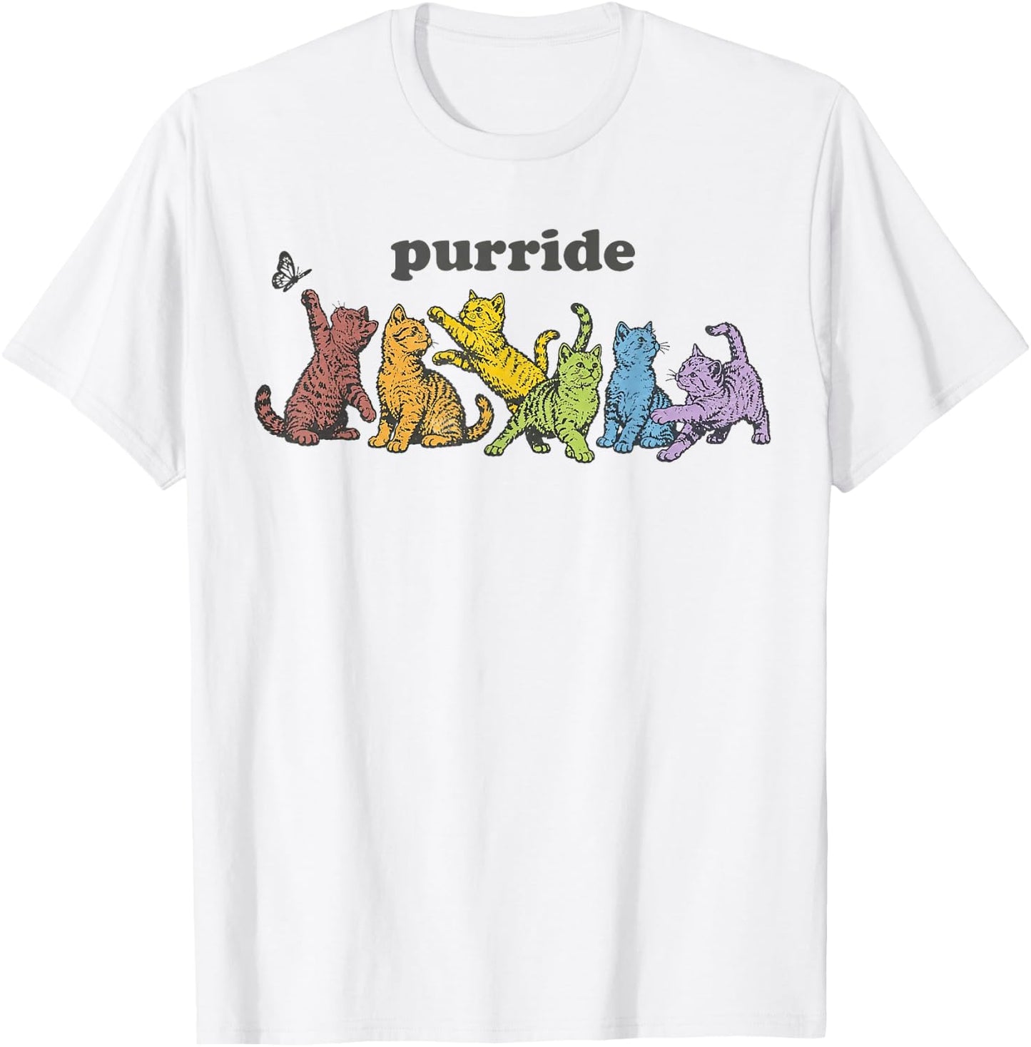 Purride Cats LGBTQ Rainbow Pride Month Pet Lover T-Shirt - T-Shirt | White