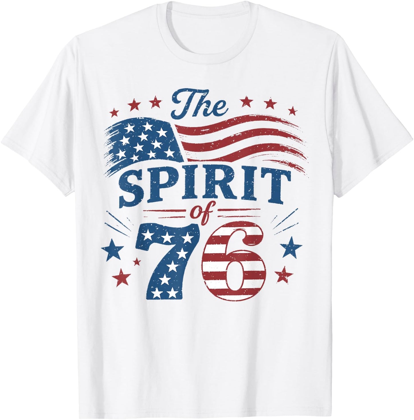 Spirit of 76 Vintage 4th of July 250th Anniversary Patriotic T-Shirt - T-Shirt | White