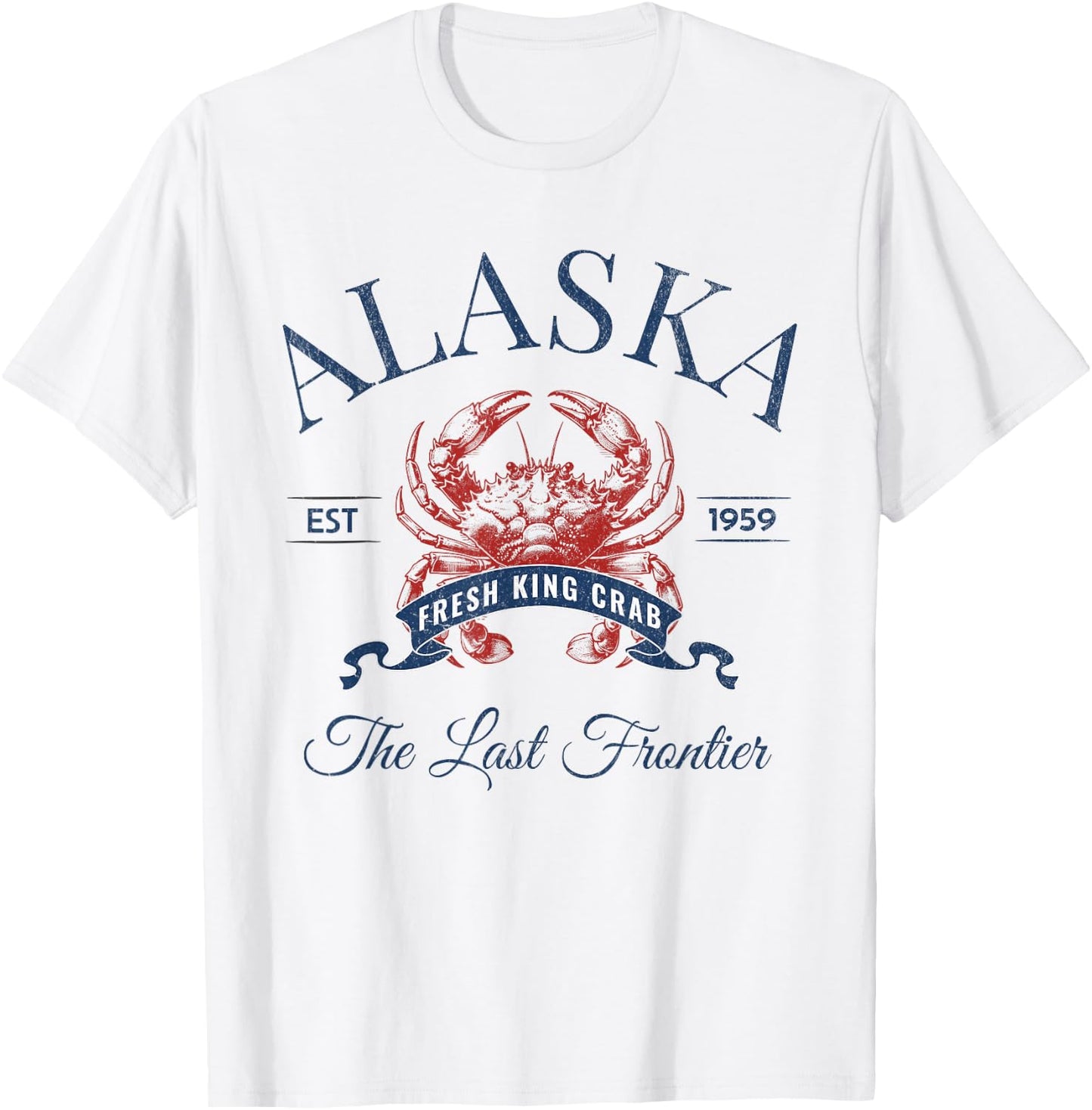 Alaska EST 1959 King Crab Retro Trendy Fisherman Aesthetic T-Shirt - T-Shirt | White