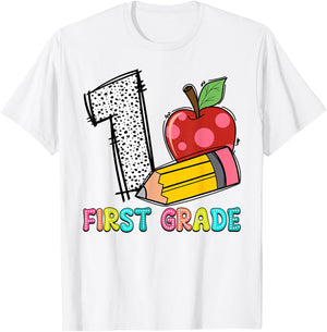 1 Is For First Grade Teacher Pencil Apple Back To School T-Shirt - T-Shirt | White