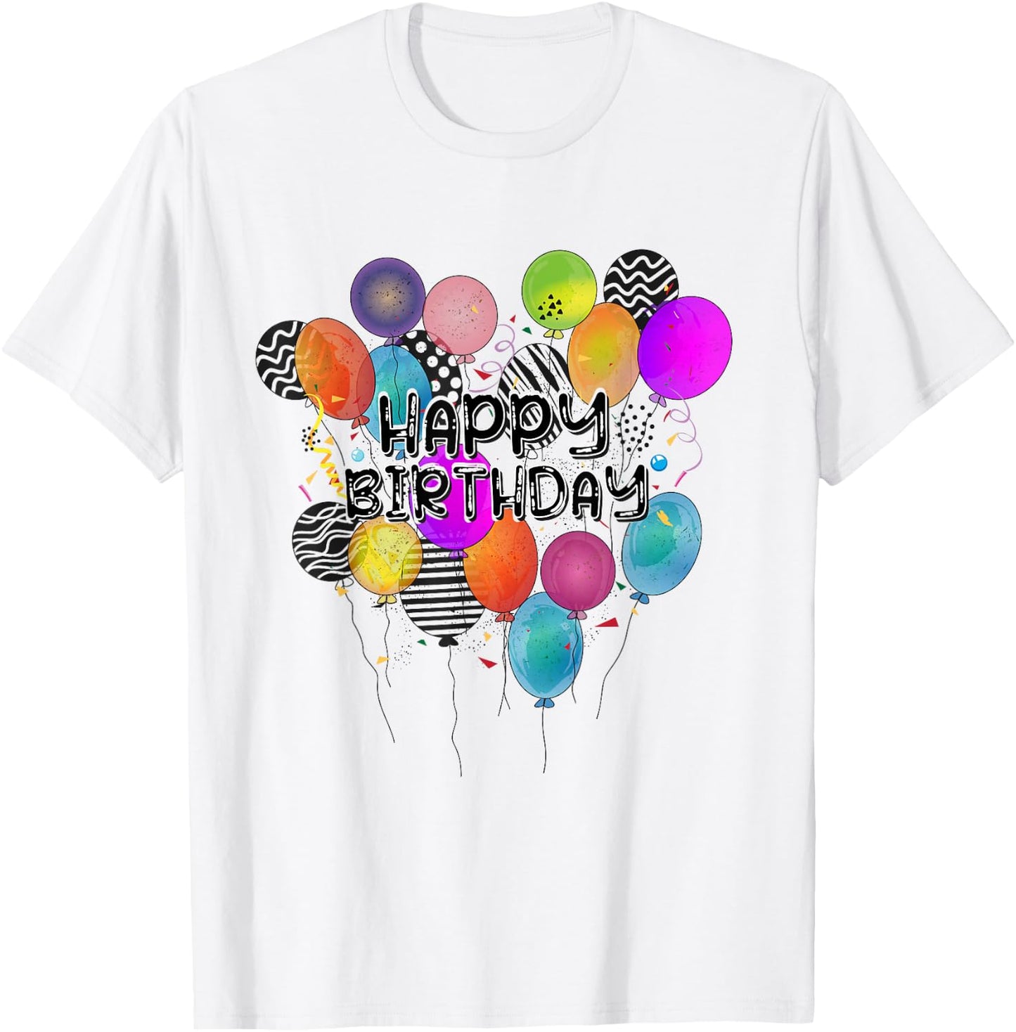 Birthday Happy Birthday Balloons Confetti Birthday , White, s T-Shirt - T-Shirt | White