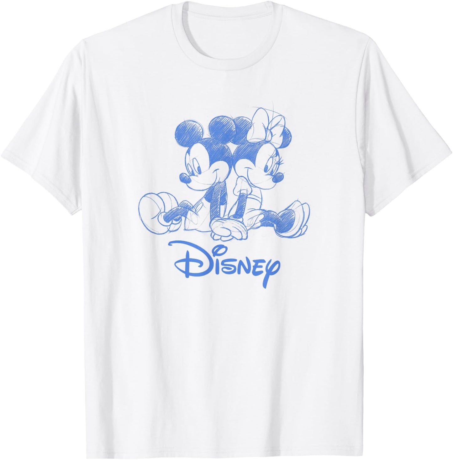 Disney Mickey Mouse and Minnie Sketch with Logo T-Shirt - T-Shirt | White