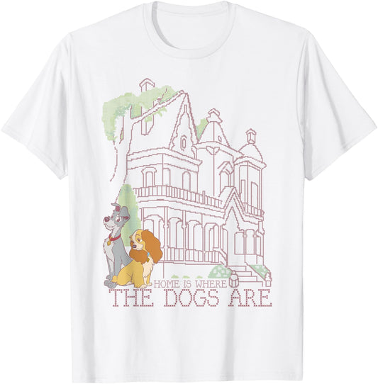 Disney Lady and The Tramp Home is Where The Dogs are T-Shirt - T-Shirt | White