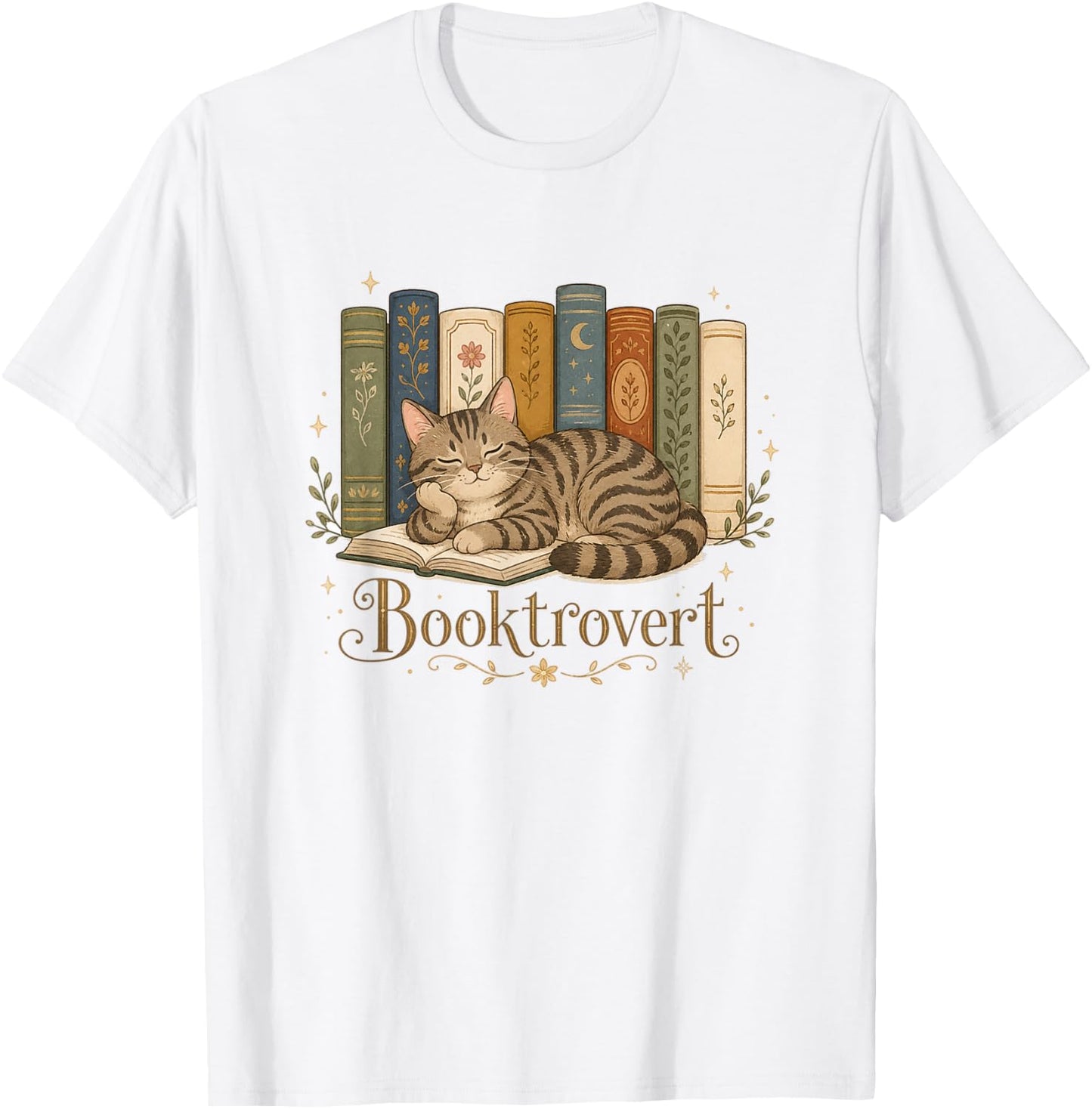 Reading Book Lover Cute Cat Mom Librarian Booktrovert T-Shirt - T-Shirt | White