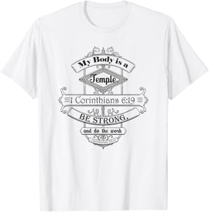 My Body is a Temple workout Inspirational Christian T-Shirt - T-Shirt | White
