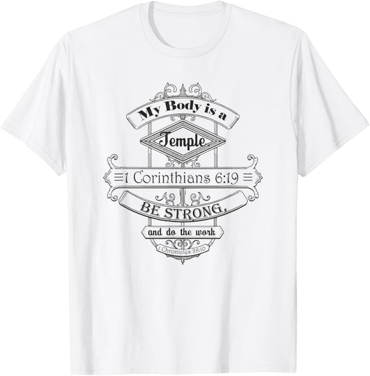 My Body is a Temple workout Inspirational Christian T-Shirt - T-Shirt | White