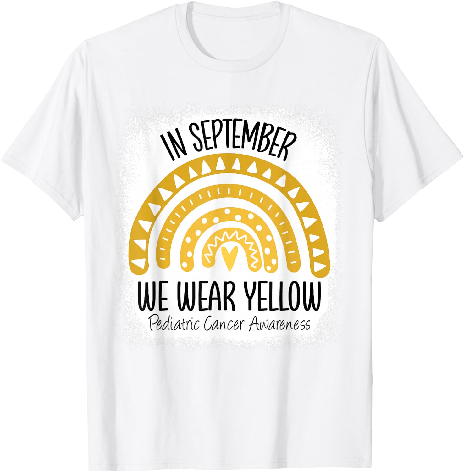 Rainbow September We Wear Yellow Pediatric Cancer Awareness T-Shirt - T-Shirt | White
