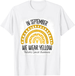 Rainbow September We Wear Yellow Pediatric Cancer Awareness T-Shirt - T-Shirt | White