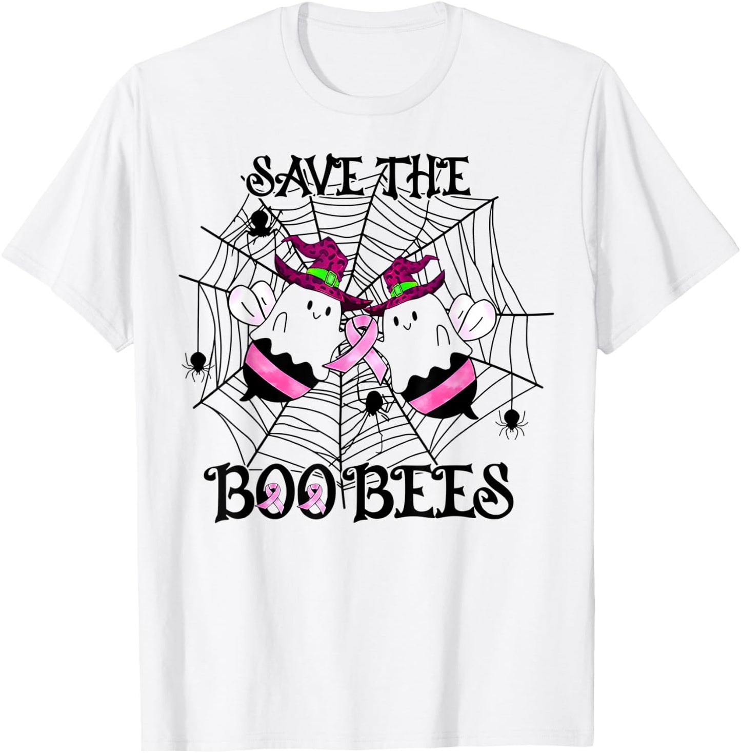 Save The Boo Bees Breast Cancer Awareness Halloween T-Shirt - T-Shirt | White