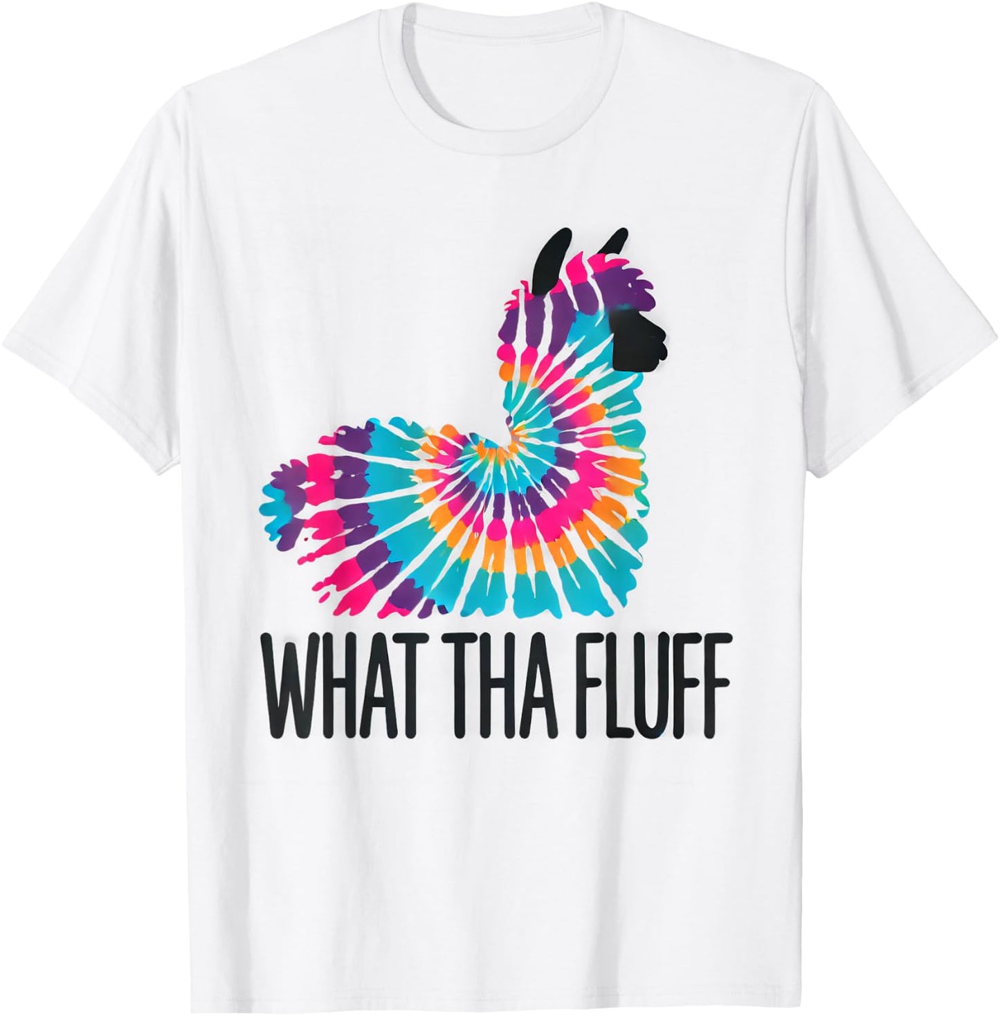 What Tha Fluff Alpaca Tie Dye Funny Fluffy Animal T-Shirt - T-Shirt | White