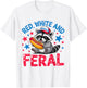 Retro Red White And Feral Raccoon USA 4th of July Boys Girls T-Shirt - T-Shirt | White