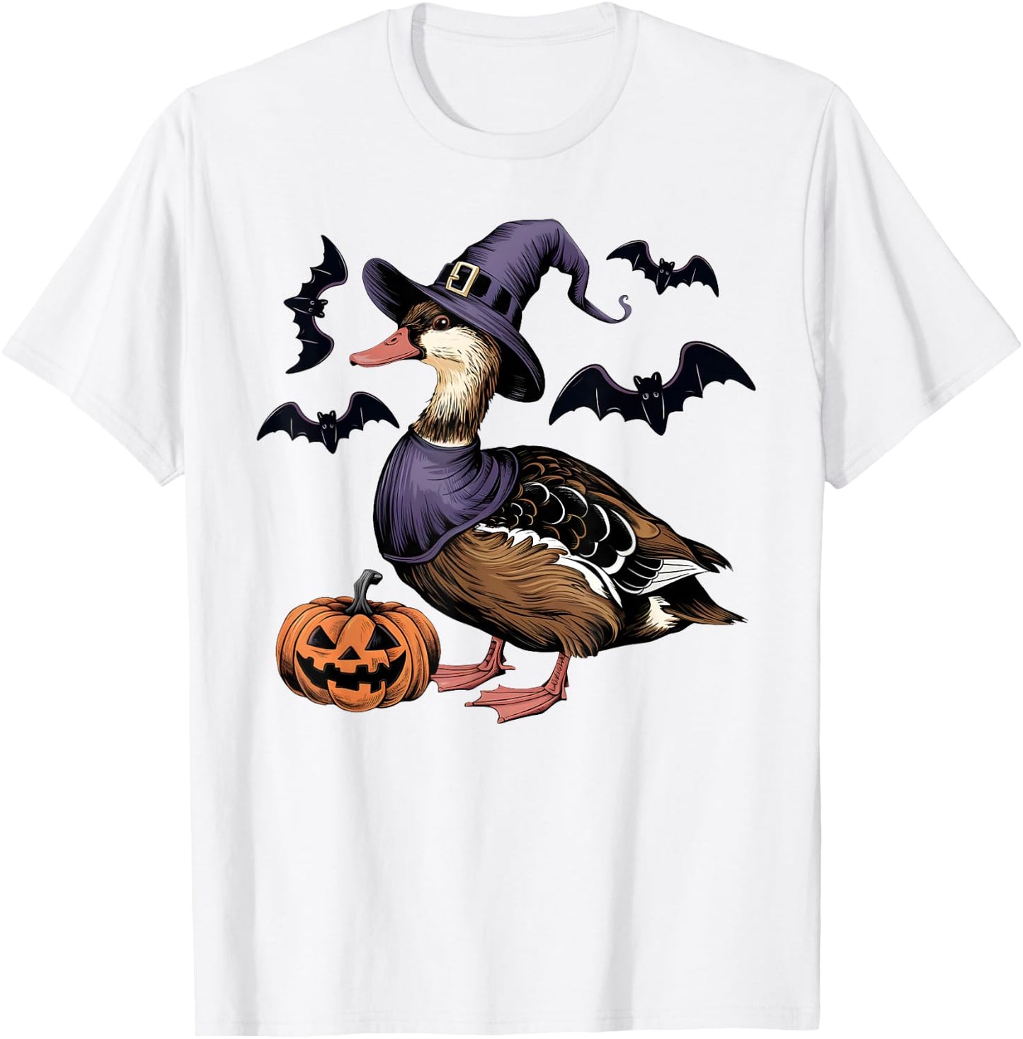 Muscovy Duck Bird Halloween Costume Scary Pumpkin Bat Witch T-Shirt - T-Shirt | White