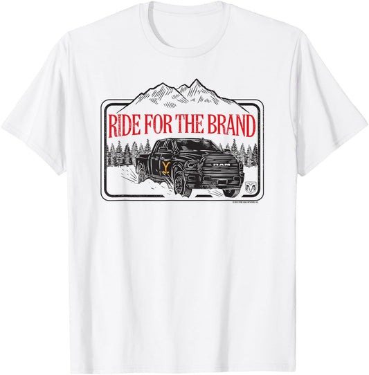 Yellowstone x Ram Trucks Ride , gray T-Shirt - T-Shirt | White