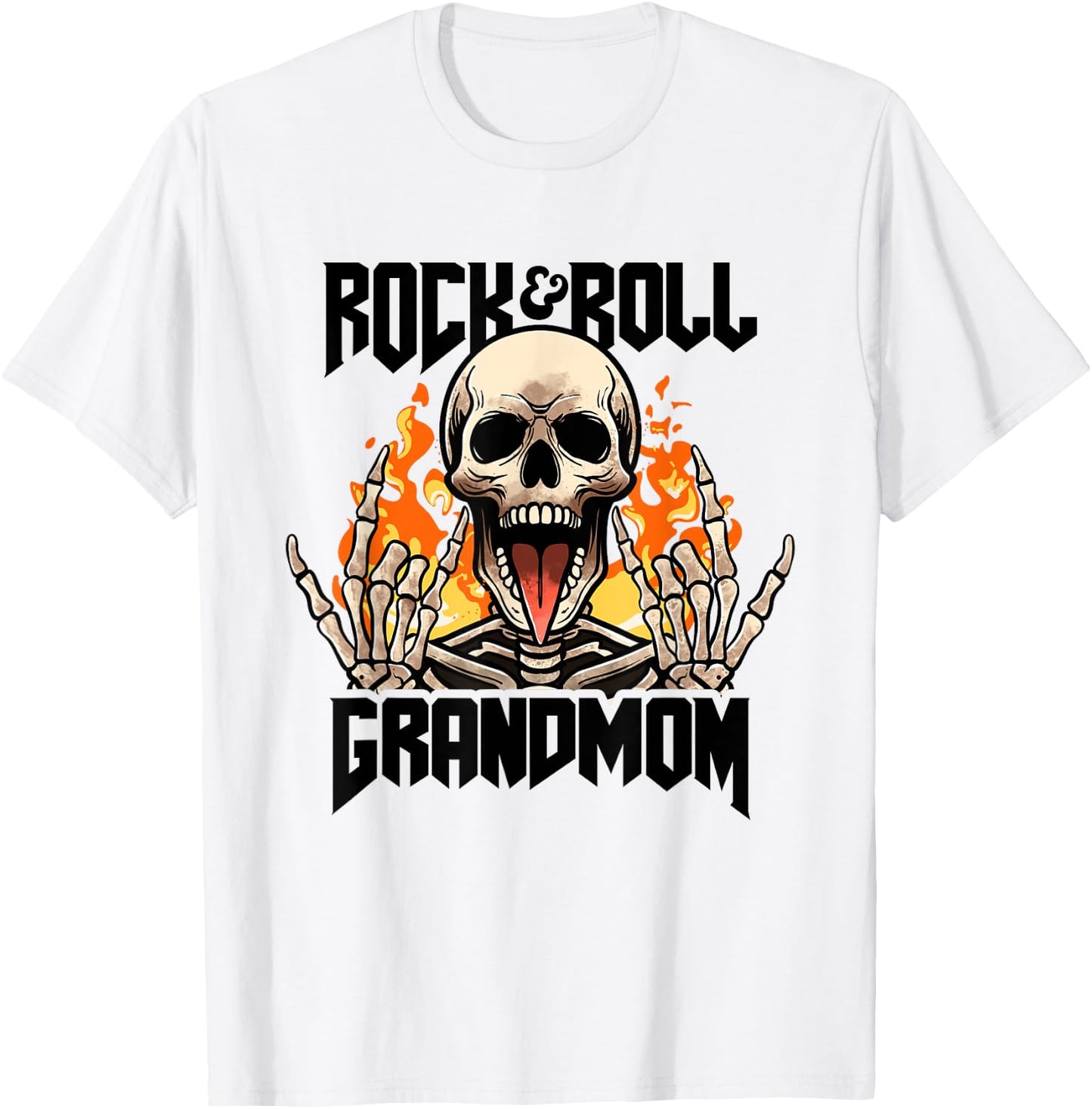 Rock And Roll Grandmom Vintage Retro Rock & Roll Rock Concert T-Shirt - T-Shirt | White