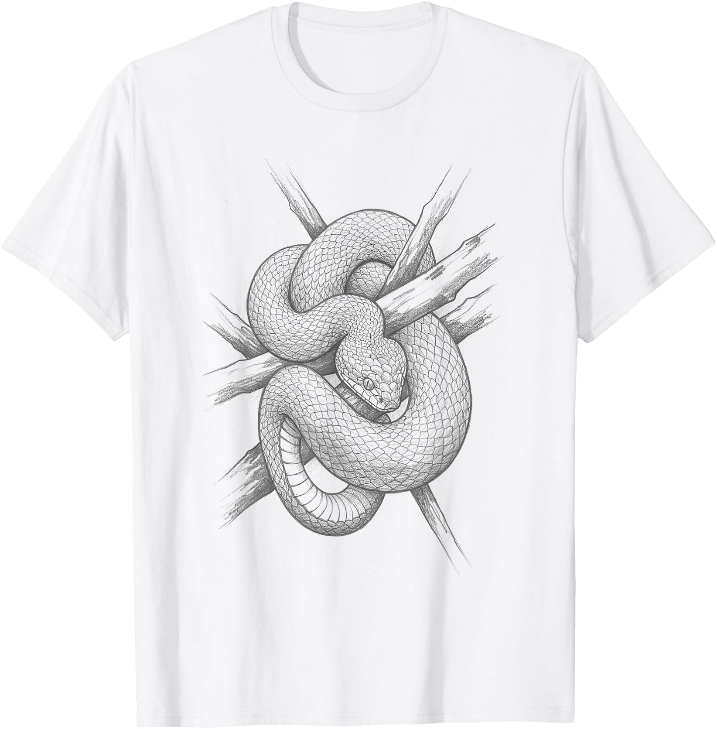 Vintage Boomslang Snake Hand Drawn Art Design T-Shirt - T-Shirt | White