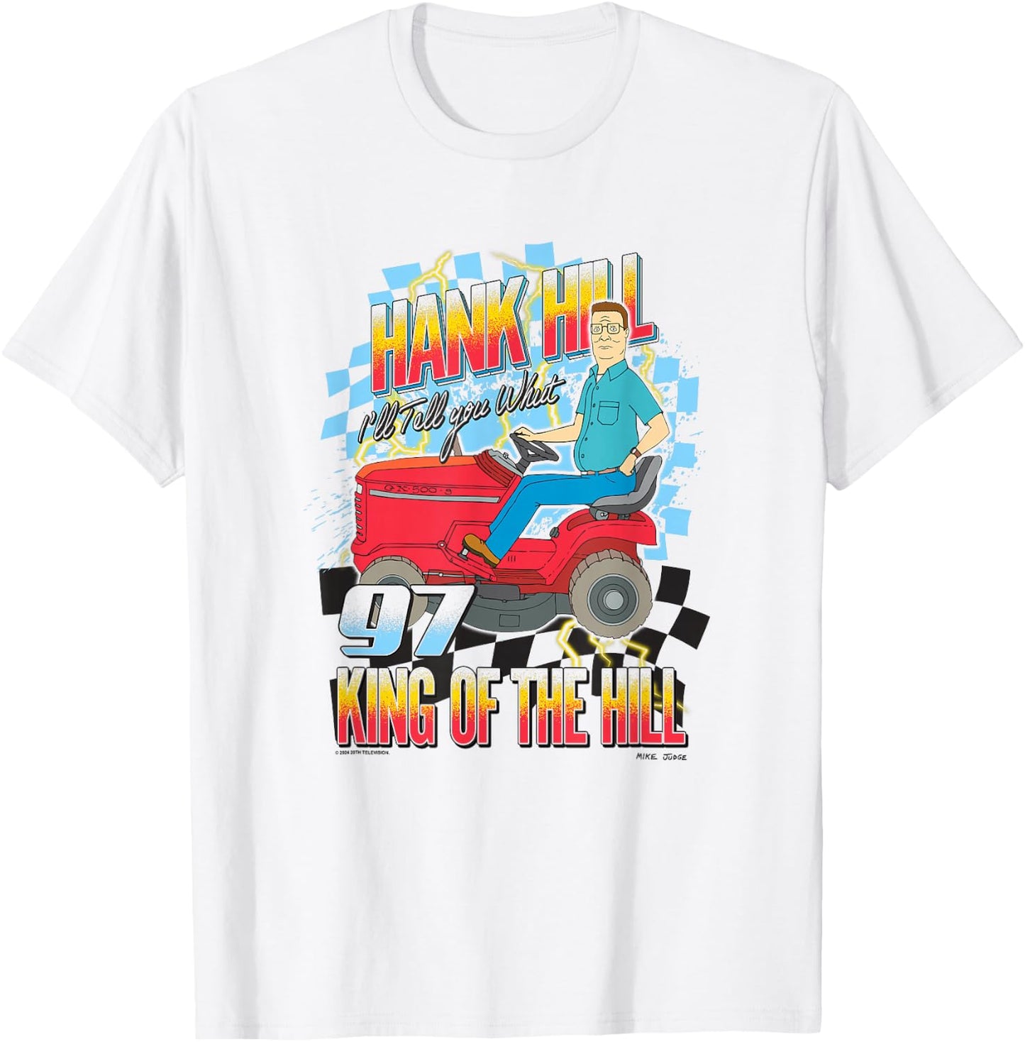 King of The Hill Hank Hill Lawnmower Racing Pro T-Shirt - T-Shirt | White