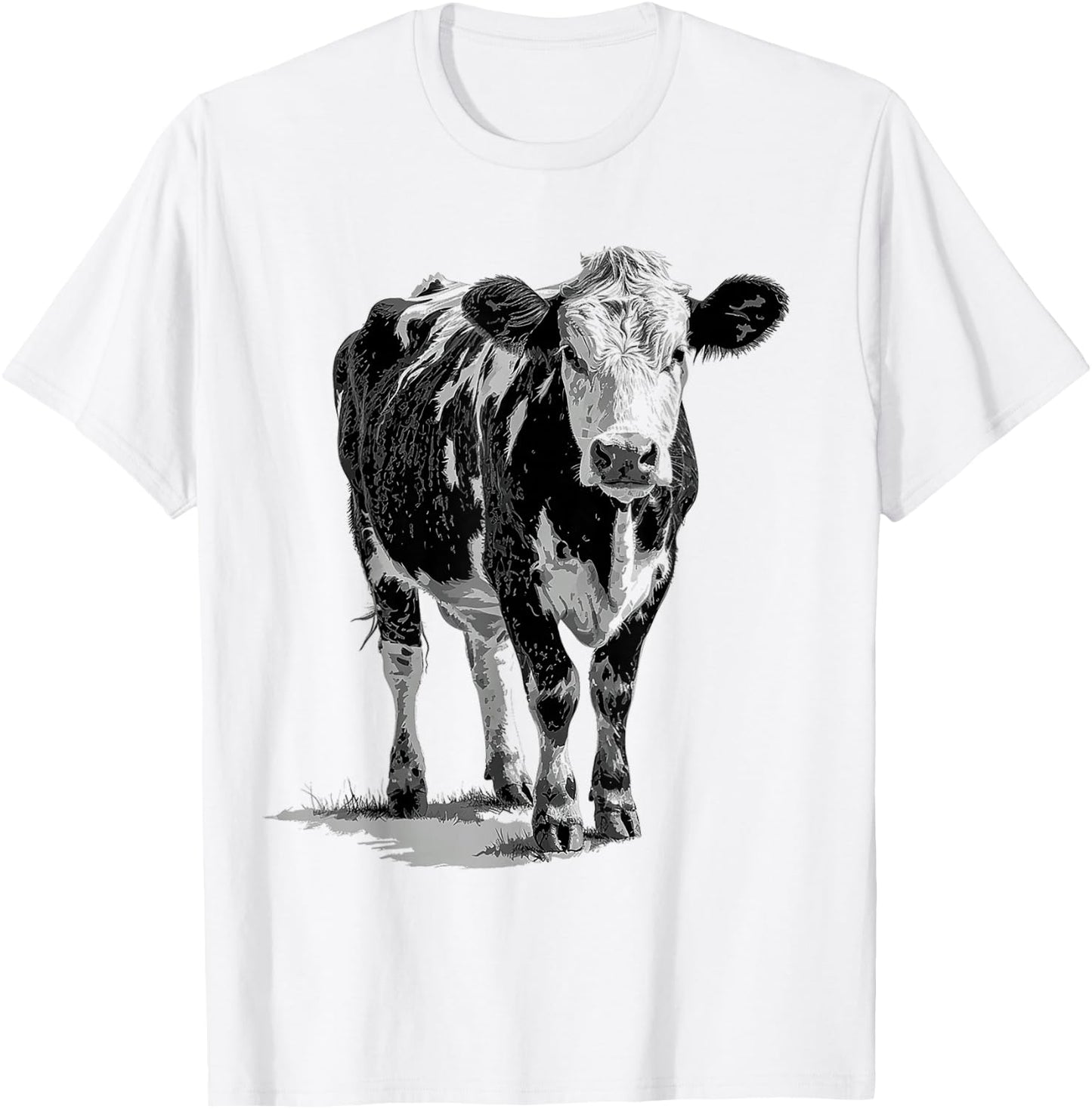 Cow Animal Print Motif Drawing Artwork Cow , White T-Shirt - T-Shirt | White