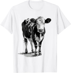 Cow Animal Print Motif Drawing Artwork Cow , White T-Shirt - T-Shirt | White