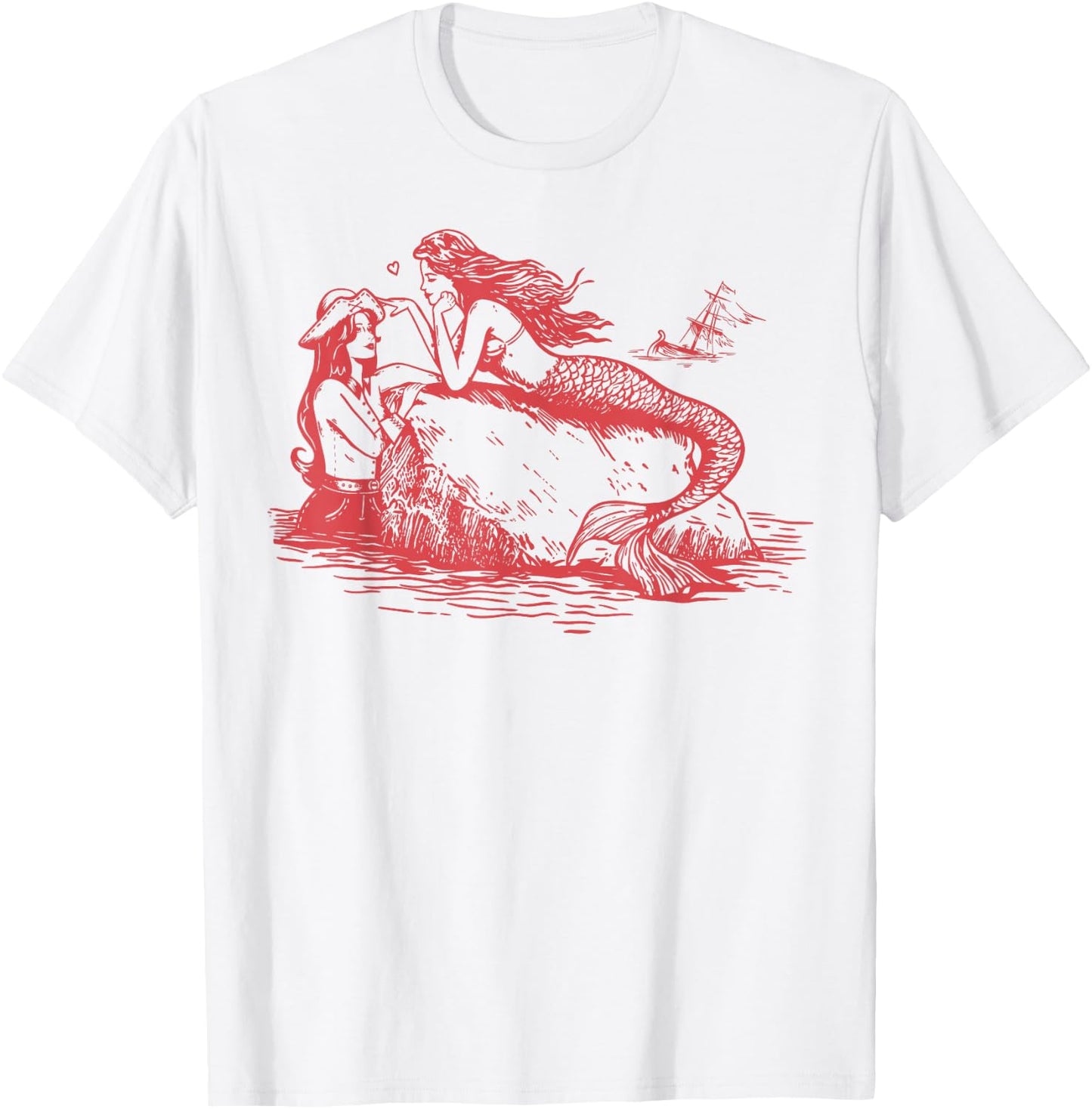 Sapphic Mermaid Lesbian Love Sapphic Subtle Fruity Month T-Shirt - T-Shirt | White