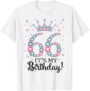 66 It's My Birthday Pink Crown 66th Birthday Gifts T-Shirt - T-Shirt | White