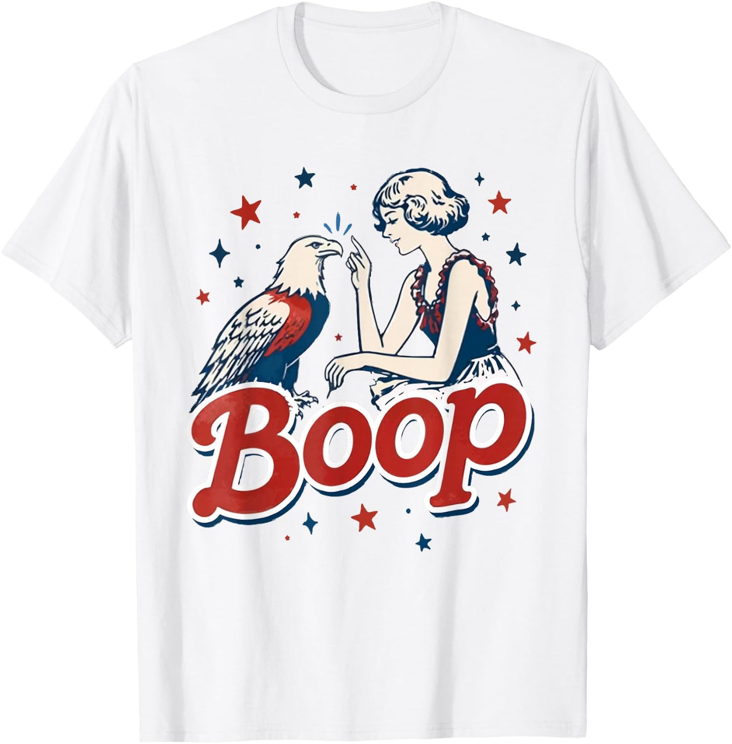 Vintage Cute 4th of July Funny Boop Eagle Patriotic Merica T-Shirt - T-Shirt | White