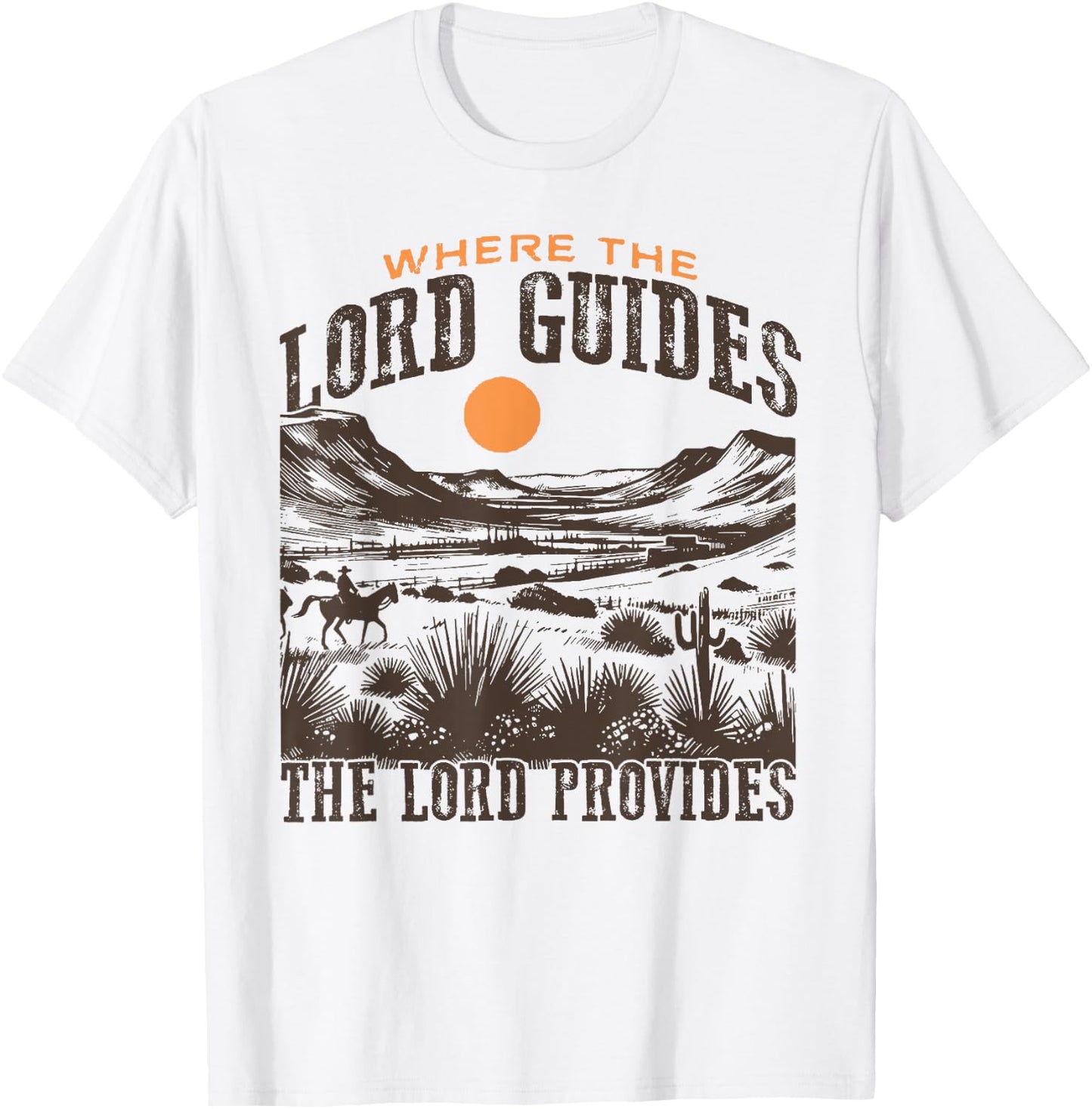 Where the The Lord Guides The Lord Provides Christian Retro T-Shirt - T-Shirt | White