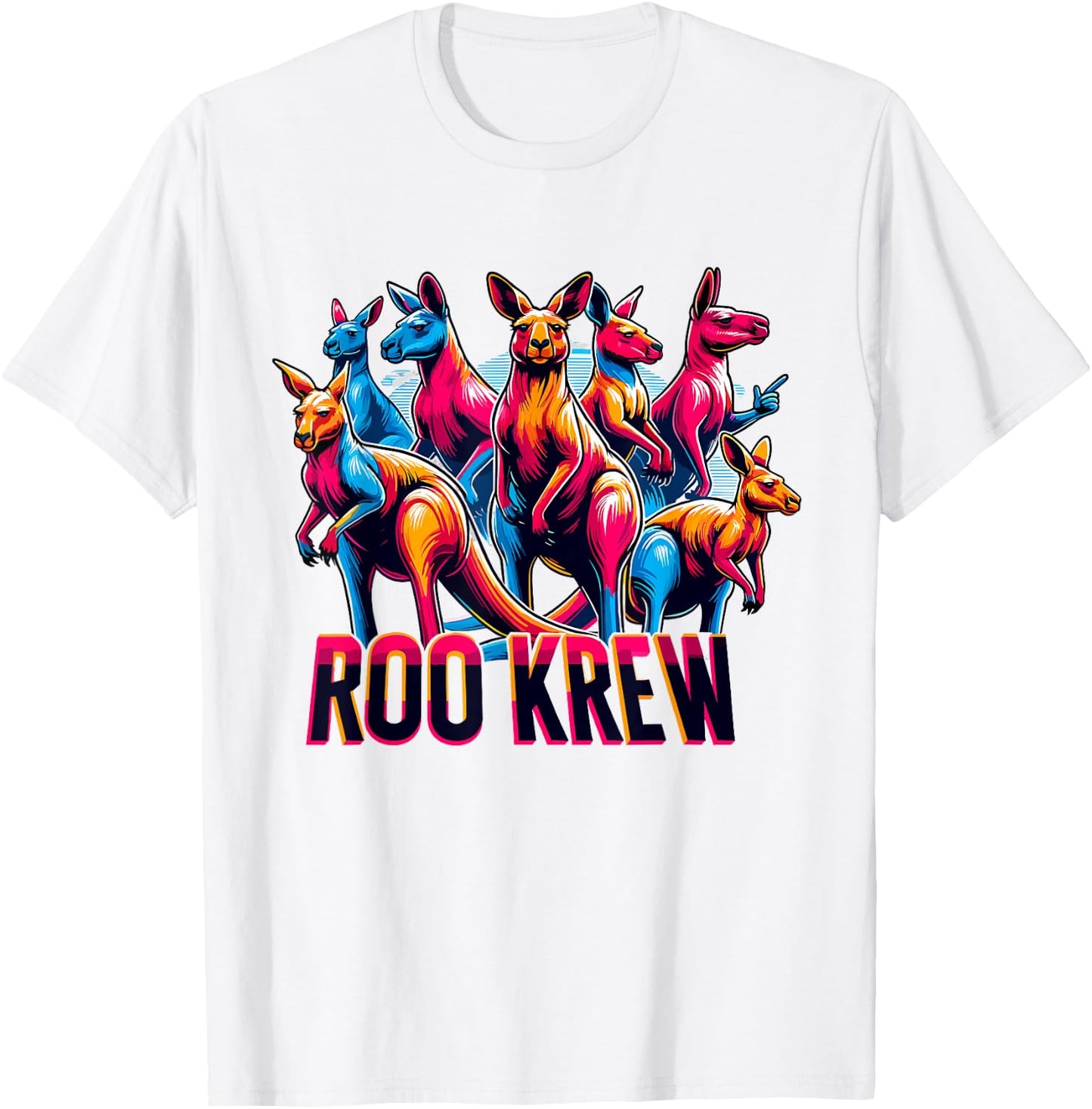 Roo Krew Funny Aussie Outback Kangaroo Humor T-Shirt - T-Shirt | White