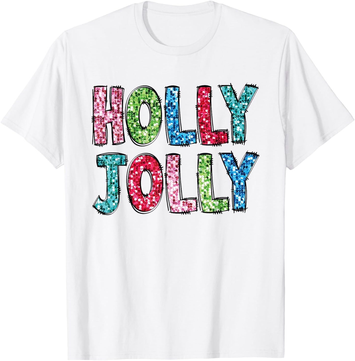 Holly Xmas Jolly Vibes Groovy Retro Hippie Christmas Pajamas T-Shirt - T-Shirt | White
