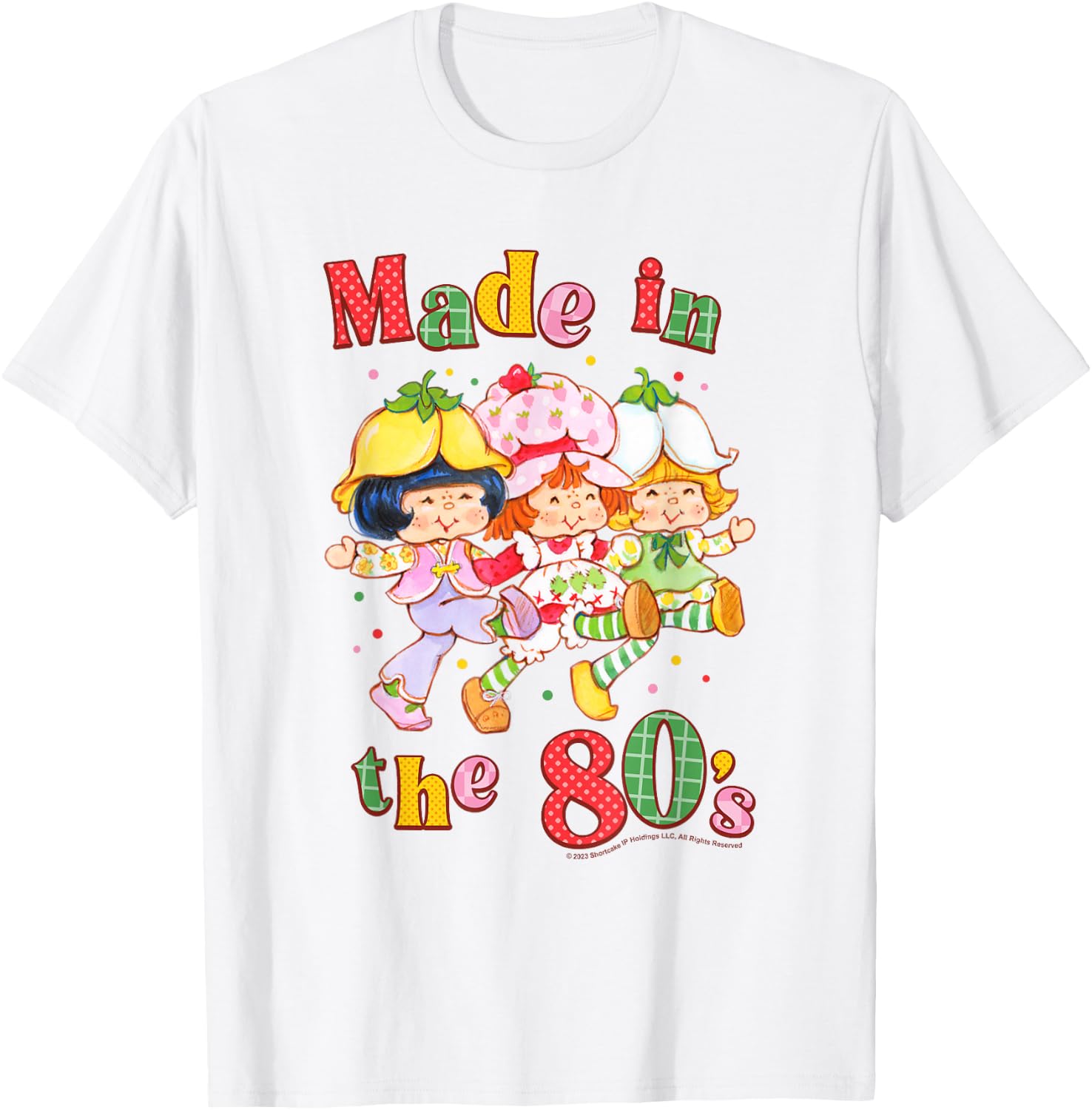 Strawberry Shortcake Made in The Eighties Patchwork Logo T-Shirt - T-Shirt | White