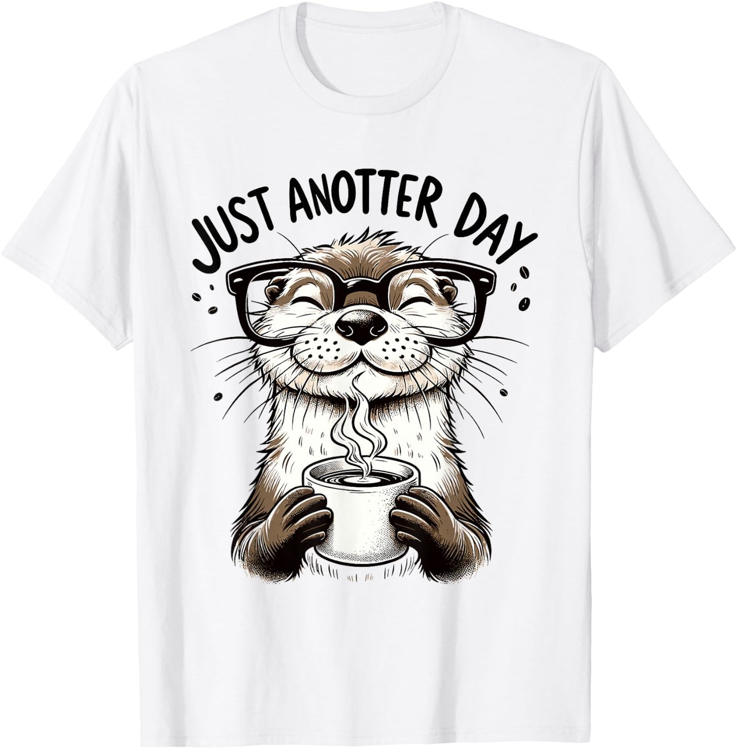 Funny Coffee Lover Design with Otter for Office Baristas T-Shirt - T-Shirt | White