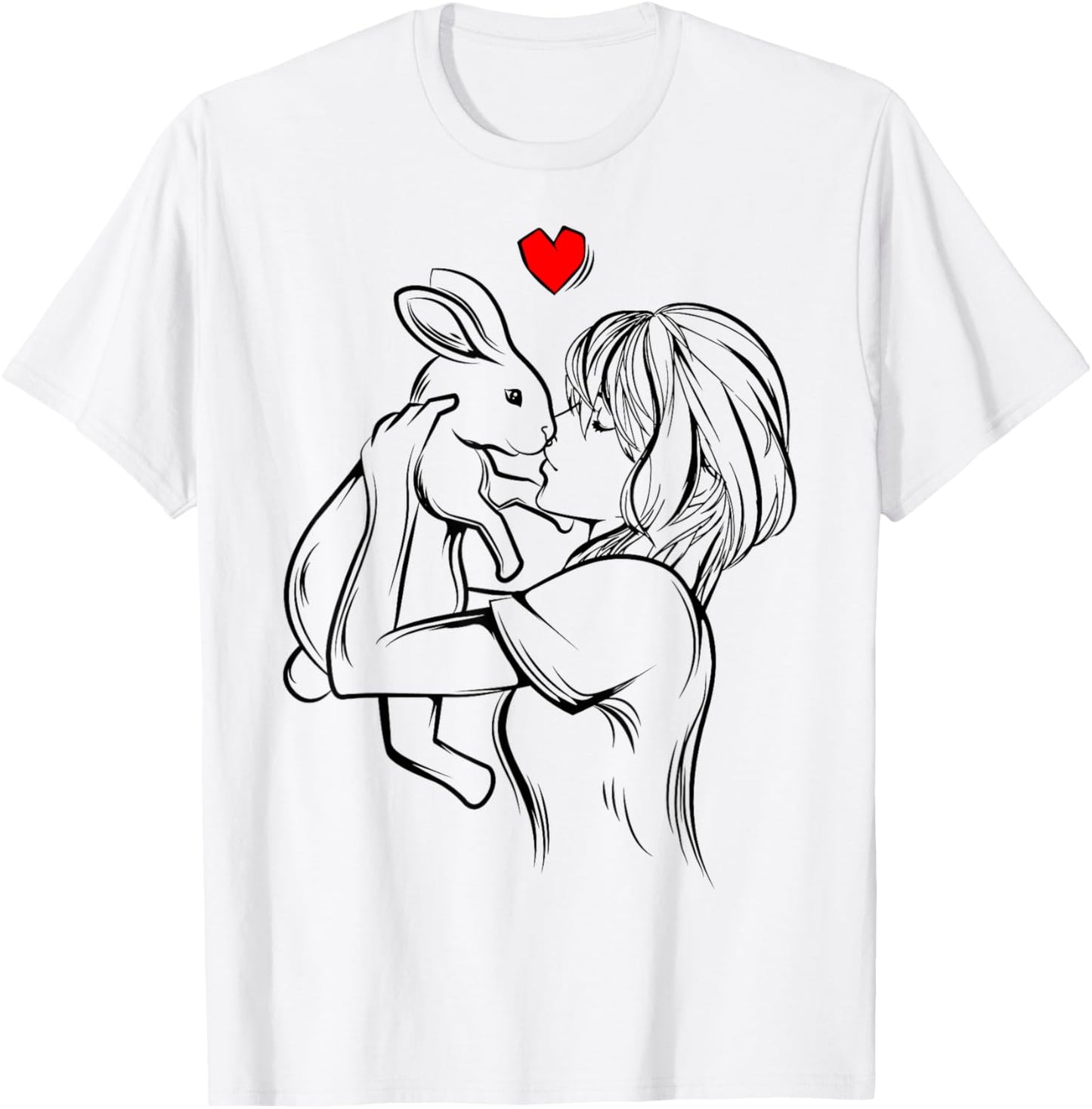 Rabbit Woman Girl , white, S T-Shirt - T-Shirt | White