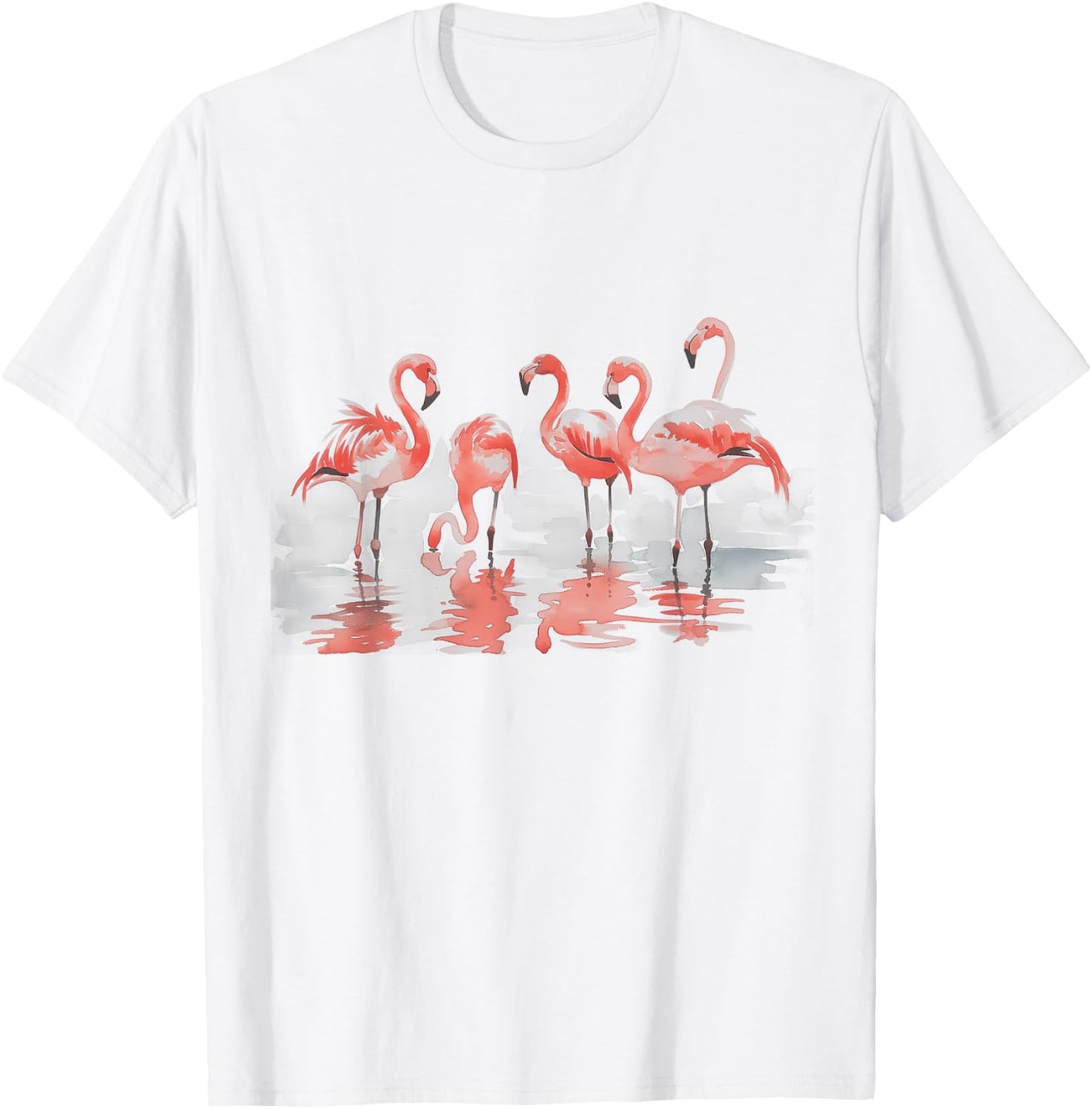 Flamingo Watercolour Art Vintage Flamingo Lovers White T-Shirt - T-Shirt | White