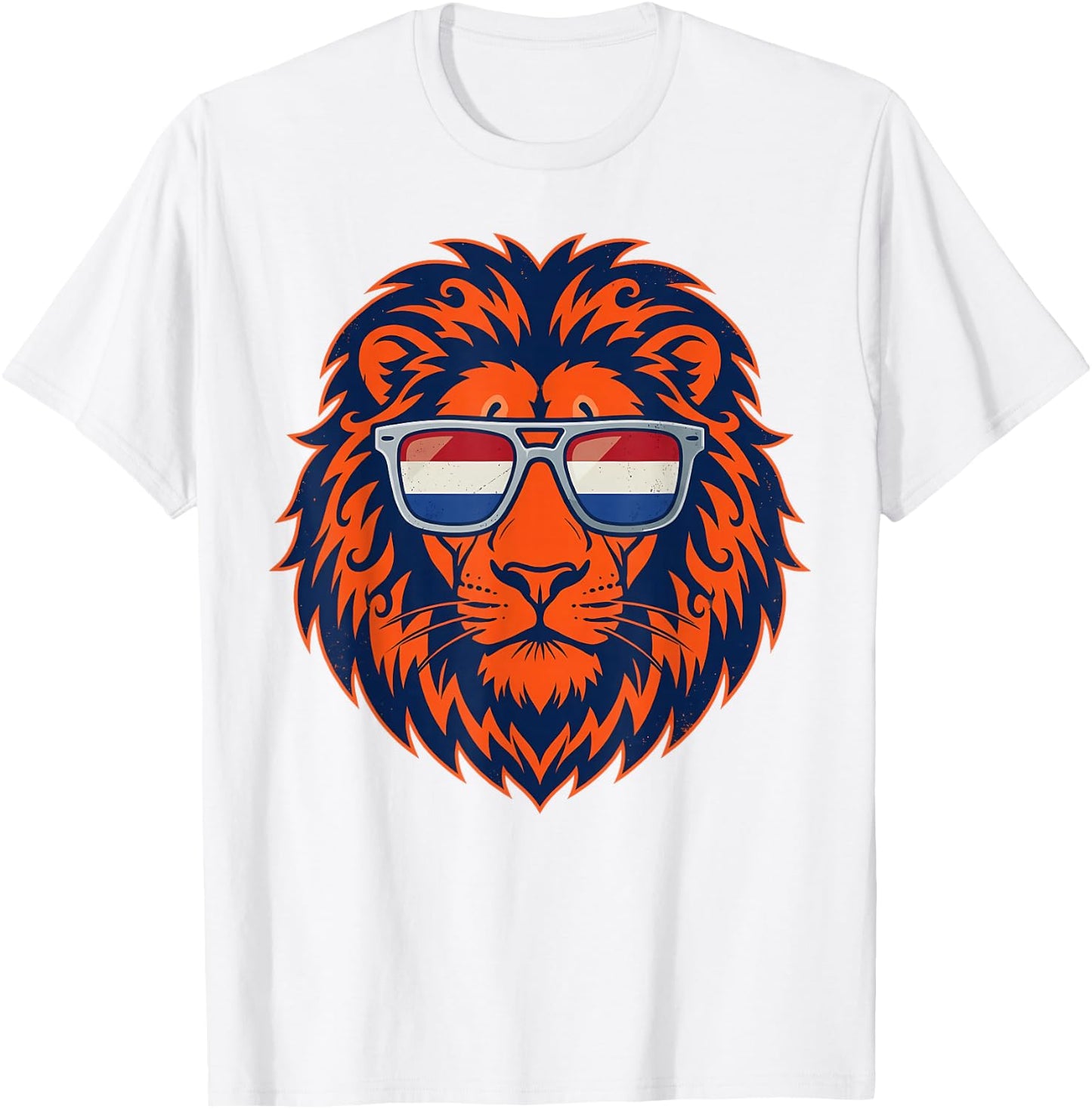 Nederland Lion in Dutch Flag Sunglasses, Orange Netherlands T-Shirt - T-Shirt | White