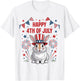 Happy 4th of July Patriotic Rabbit Animals Lovers Fireworks T-Shirt - T-Shirt | White