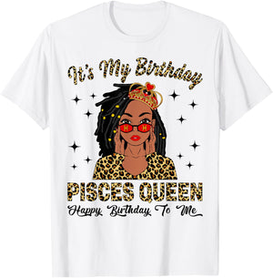 It's My Birthday Pisces Queen Loc'd Hair Black Women T-Shirt - T-Shirt | White