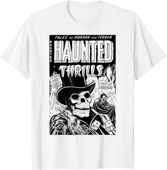 Evil Skeleton Halloween Horror Comic Vintage Horror Monsters T-Shirt - T-Shirt | White