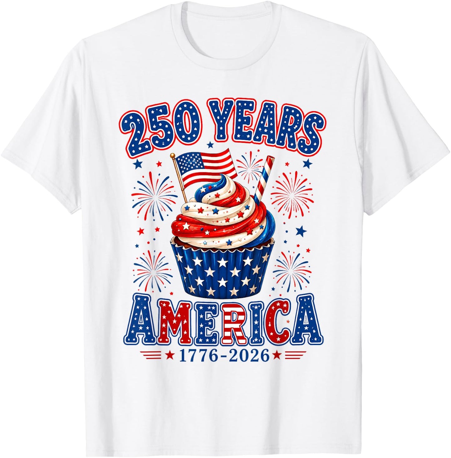 250 Years America Ice Cream Patriotic 250th Anniversary USA T-Shirt - T-Shirt | White