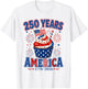 250 Years America Ice Cream Patriotic 250th Anniversary USA T-Shirt - T-Shirt | White