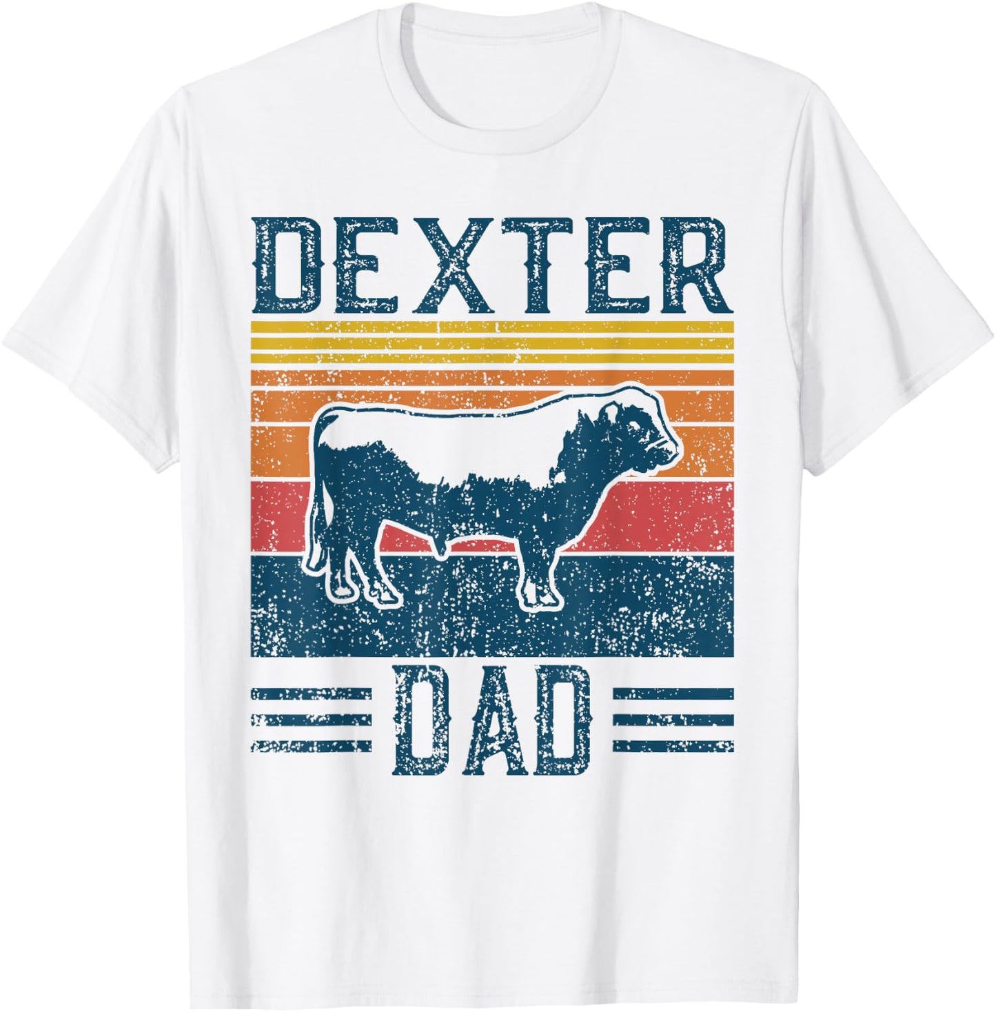 Best Cow Dad Men - Vintage Cattle Dexter T-Shirt - T-Shirt | White