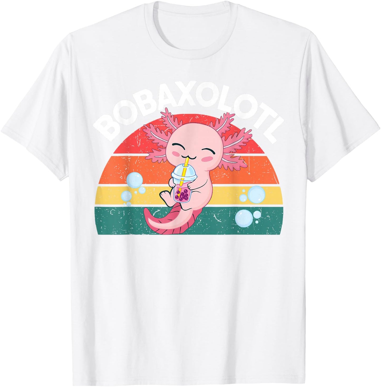 Kawaii Axolotl-Shirt Boba Tea Clothes Anime Teens Girls Kids T-Shirt - T-Shirt | White