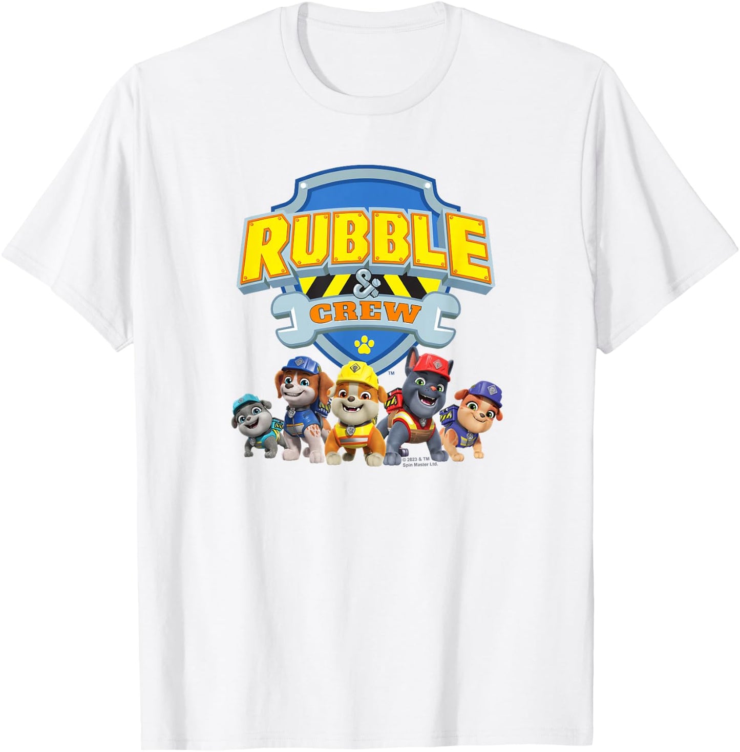 Rubble & Crew Logo and Characters , blue T-Shirt - T-Shirt | White