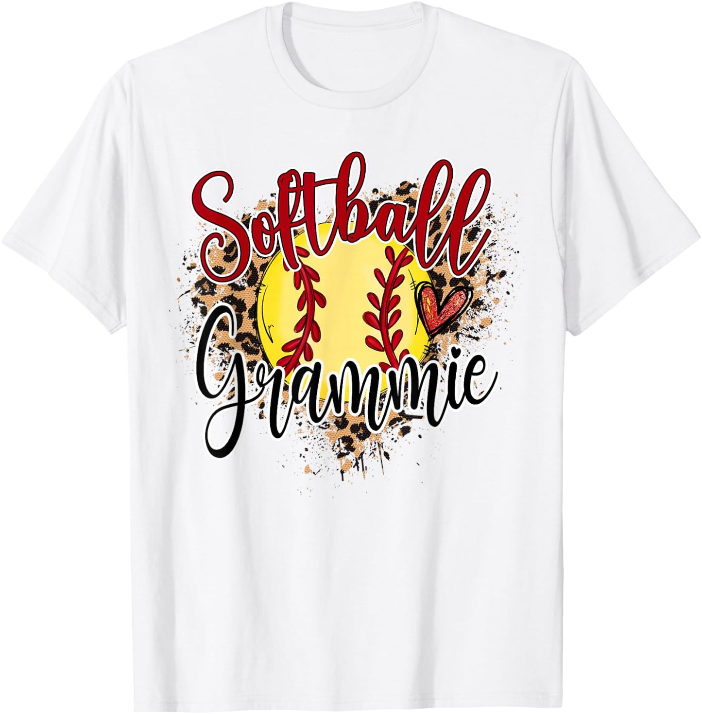 Softball Grammie Leopard Softball Lover Matching Family T-Shirt - T-Shirt | White