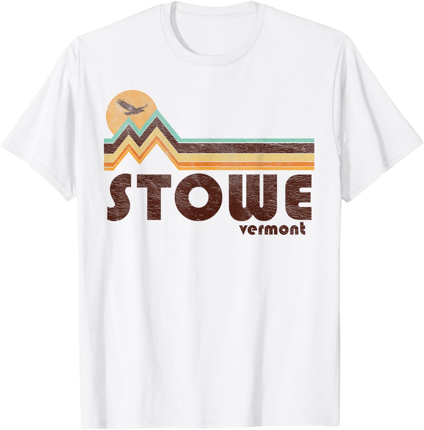 Stowe Vermont VT 70s 80s Retro Style Vintage Souvenir Travel T-Shirt - T-Shirt | White