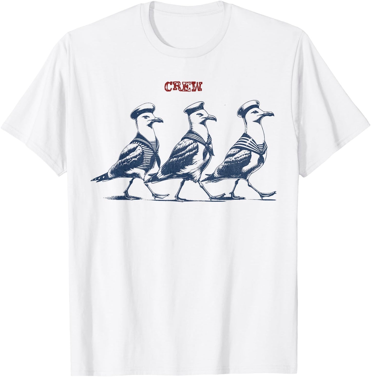 Crew - Funny Seagulls - Boat Yacht Cruise Ship , gray T-Shirt - T-Shirt | White
