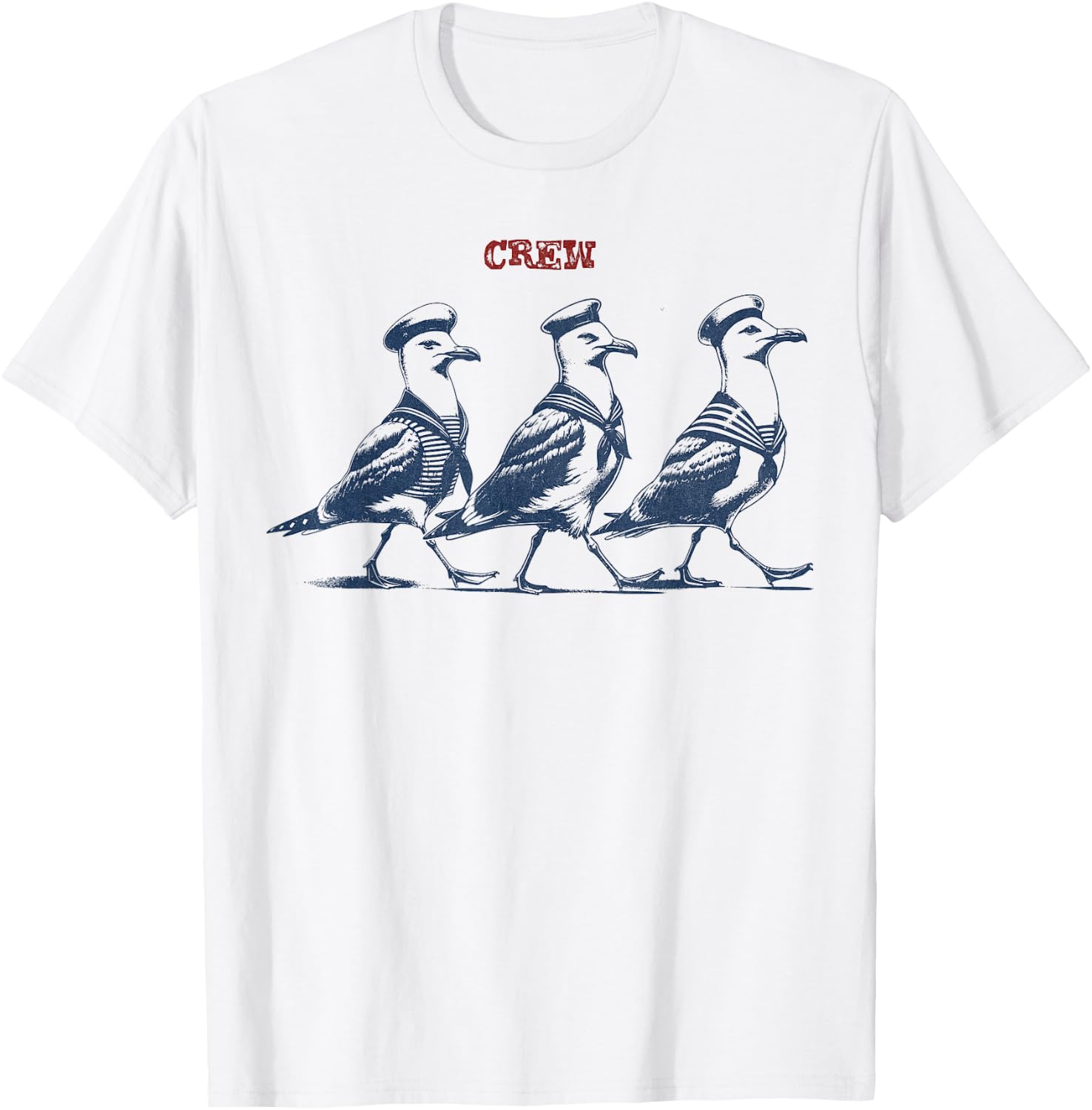 Crew - Funny Seagulls - Boat Yacht Cruise Ship , gray T-Shirt - T-Shirt | White
