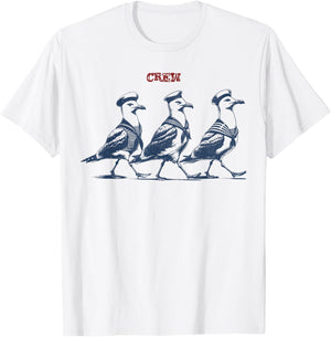 Crew - Funny Seagulls - Boat Yacht Cruise Ship , gray T-Shirt - T-Shirt | White